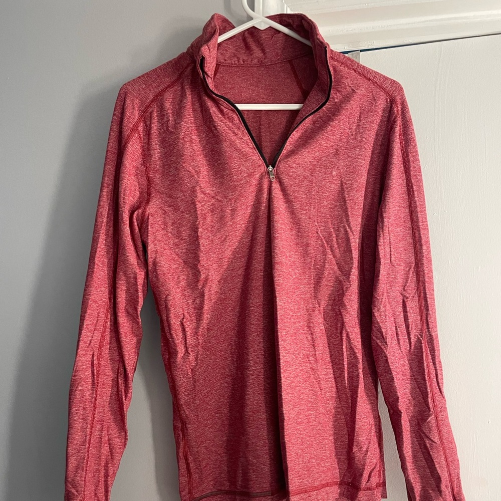 lulu lemon heathered red quarter zip
